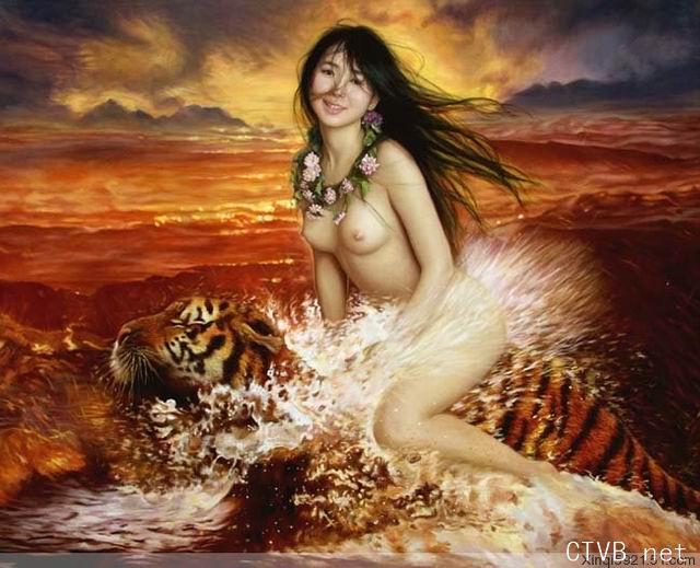 美腿走光 - 人体艺术之女人与老虎 - 9.jpg