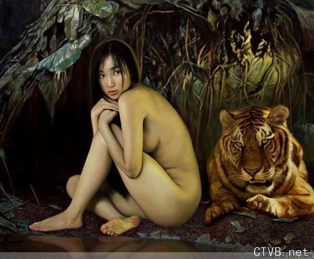 美腿走光 - 人体艺术之女人与老虎 - 11.jpg