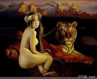 美腿走光 - 人体艺术之女人与老虎 - 14.jpg